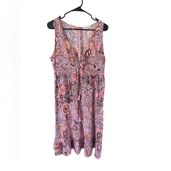 Madewell Lace-Up Ruffle-Hem Midi Dress in Bali Blooms - Picture 9 of 10